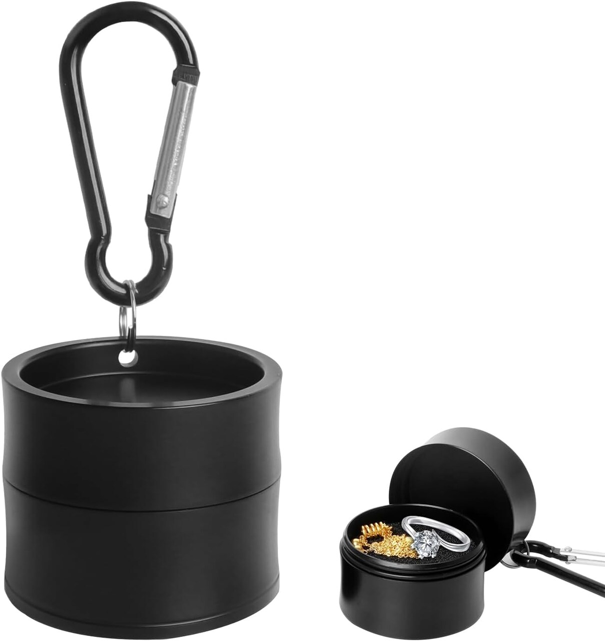 Mini Travel Ring Holder Keychain, Portable Jewelry Storage Holder Keychain with Protective Sponge, Small Necklace Earrings Case for Gym Sports Bag Purse